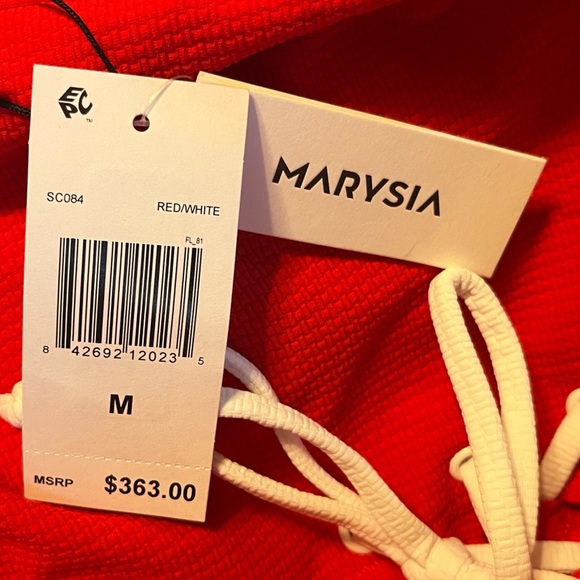 MARYSIA RESORT Rare Red Amagansett Tie Dress, Scalloped NWT medium ResortWear - Picture 4 of 4